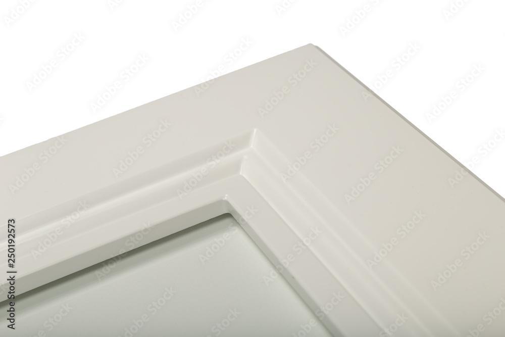 Detail close-up of a white frame facade for the kitchen. Detail close-up of a white frame facade for the kitchen.