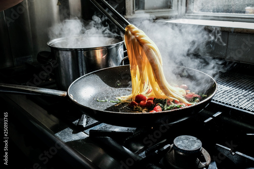 Cooking delicious spaghetti