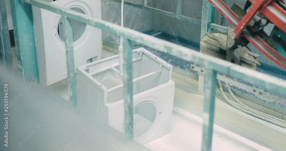 Production of household appliances, conveyor, degreasing and coating