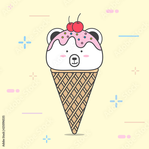 cartoon ice cream and animal sweet food