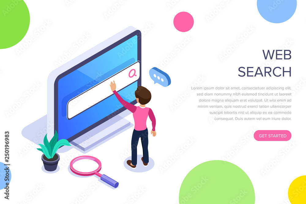 Isometric web search concept. People uses the search bar on the computer screen. Search for information on the Internet. Can use for web banner, infographics, hero images. Isometric web search concept. People uses the search bar on the computer screen. Search for information on the Internet. Can use for web banner, infographics, hero images.