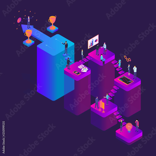 Career Ladder Concept 3d Isometric View. Vector