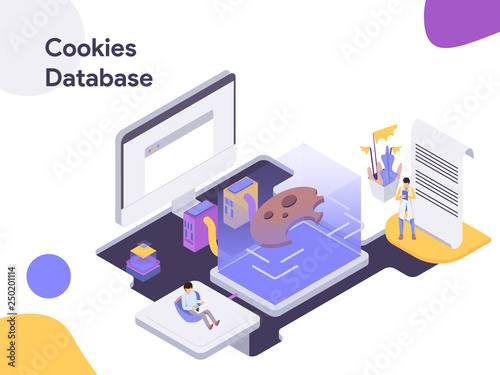 Cookies Database Isometric illustration. Modern flat design style for website and mobile website.Vector illustration