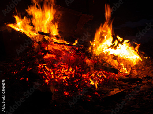 Big bonfire on festival at the nigtht