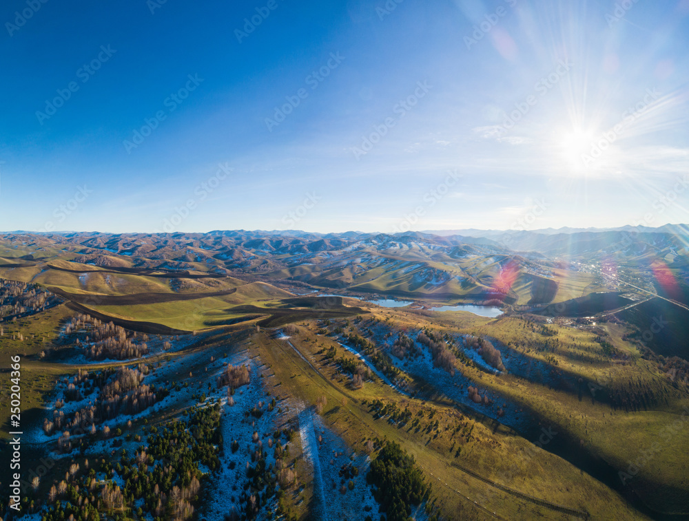Drone view of autumn landscape