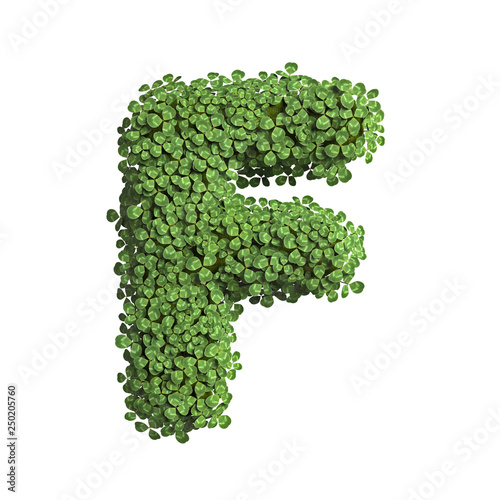 clover letter F - Upper-case 3d spring font - suitable for Nature, ecology or environment related subjects