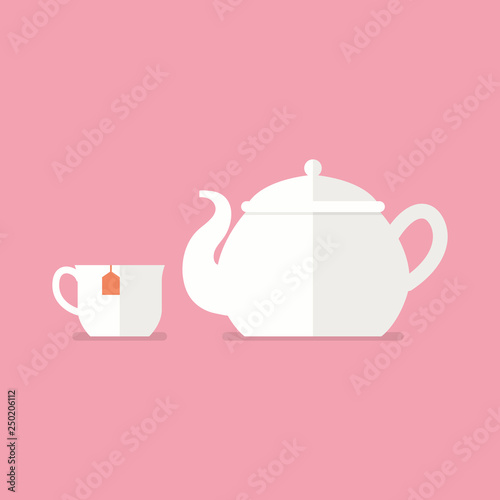 Tea ceramic teapot and cup