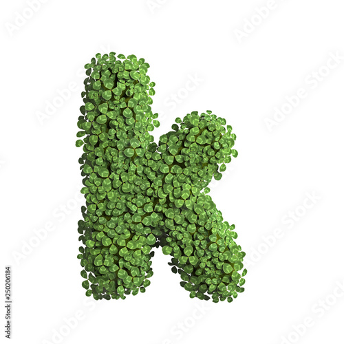 clover letter K - Small 3d spring font - Suitable for Nature, ecology or environment related subjects