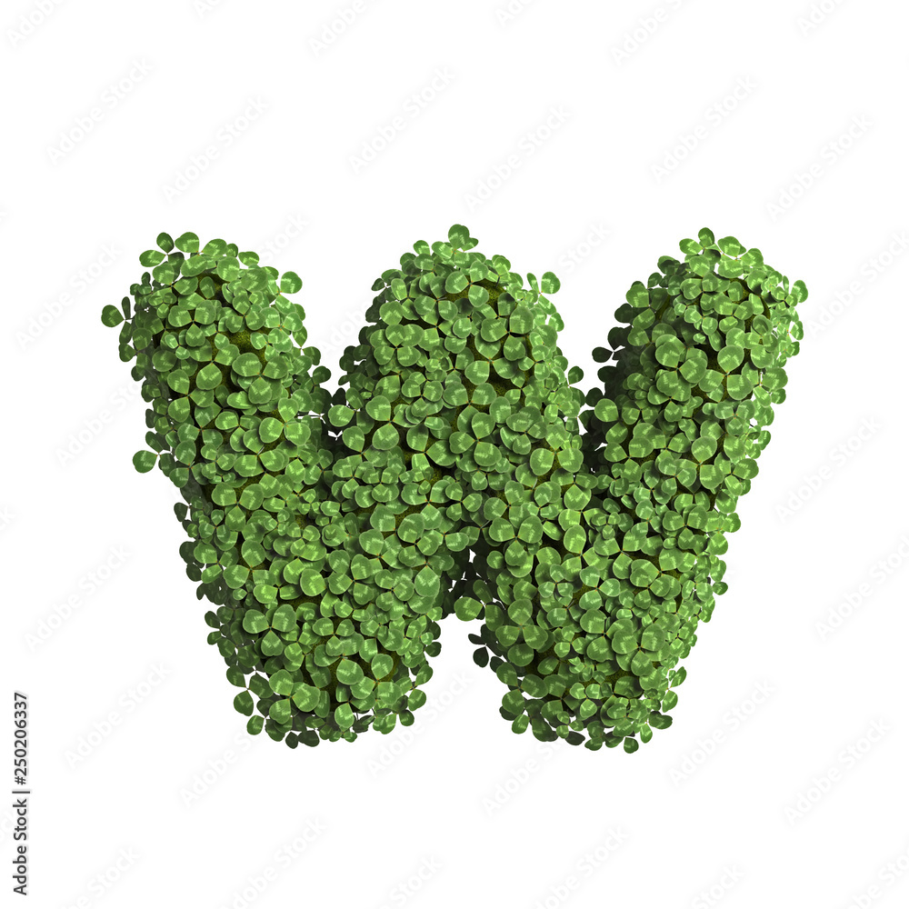 clover letter W - Lower-case 3d spring font - Suitable for Nature, ecology or environment related subjects clover letter W - Lower-case 3d spring font - Suitable for Nature, ecology or environment related subjects
