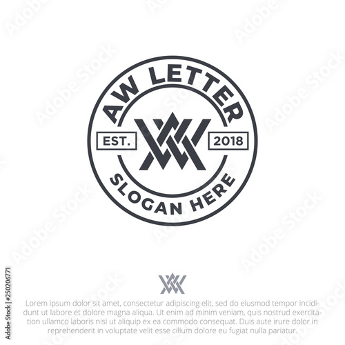 Fotografía letter aw badge logo template vector
