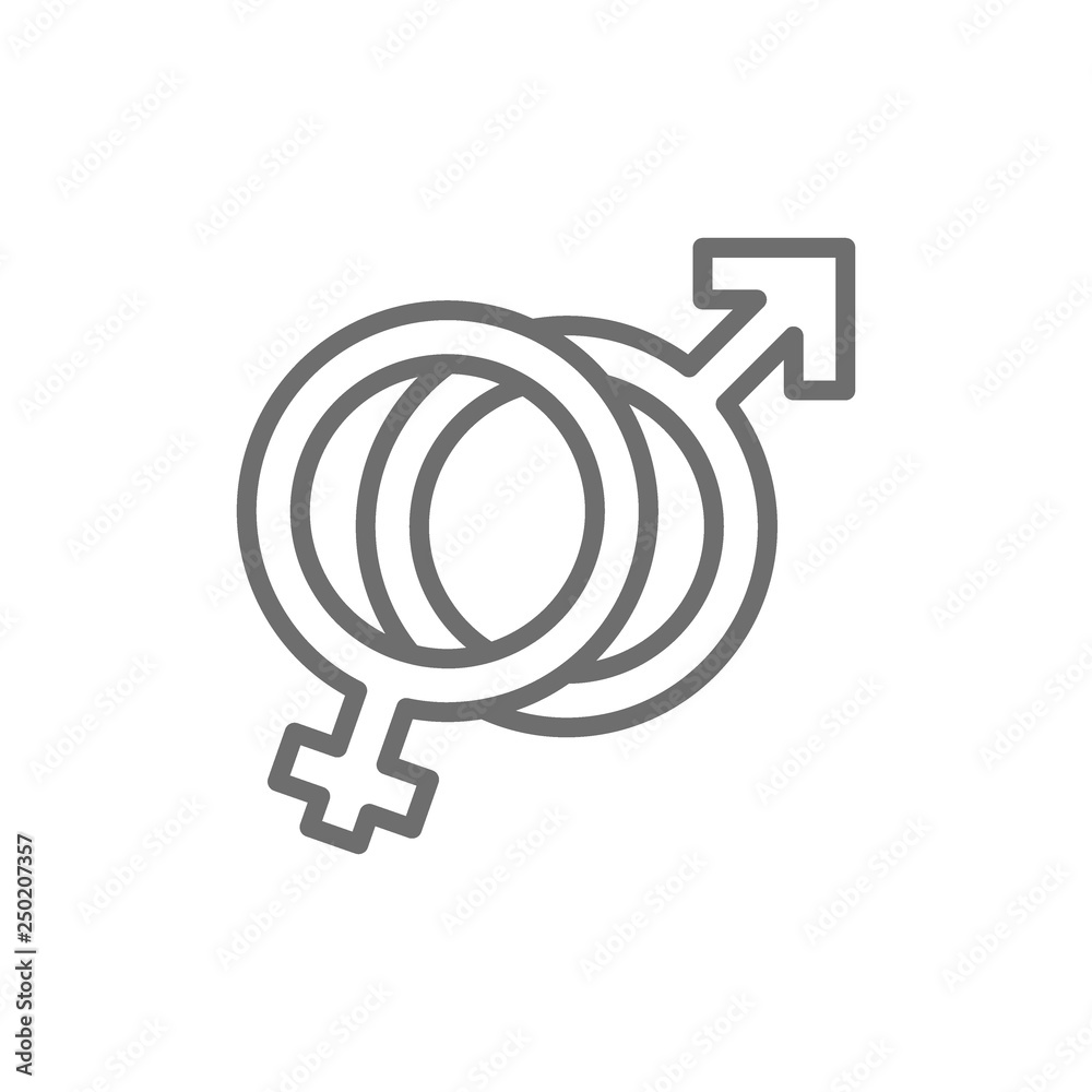 Female and male symbols, man and woman sign, gender line icon.