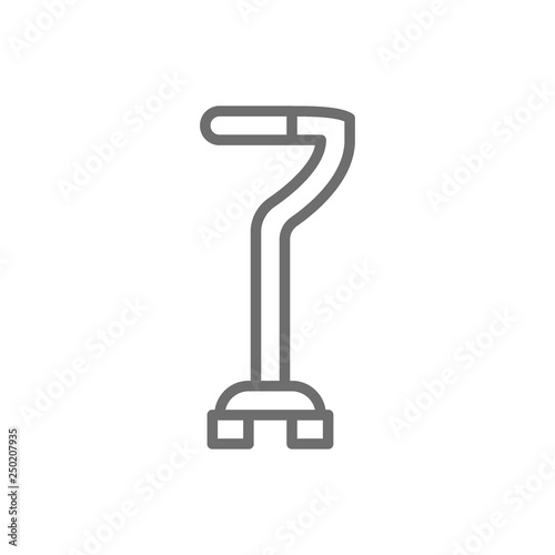 Walking stick, crutch, telescopic cane line icon.