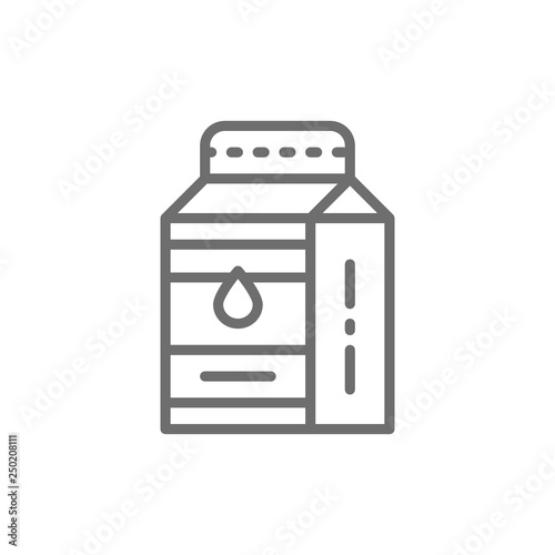 Milk, kefir in paper box line icon.