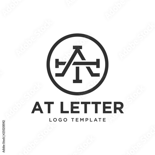 letter at monogram logo template vector