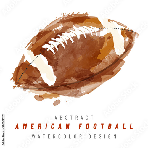 American football ball hand drawn watercolor illustration