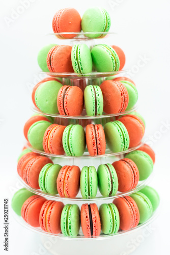 Colorful Macaron Tower - isolated on white