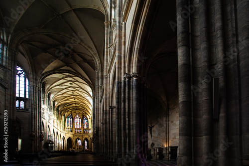 Famous Saint Vitus Cathedral in Prague Czech Republic, indoor interior
