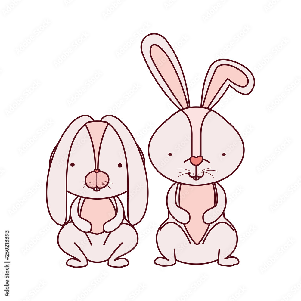 cute rabbits isolated icon