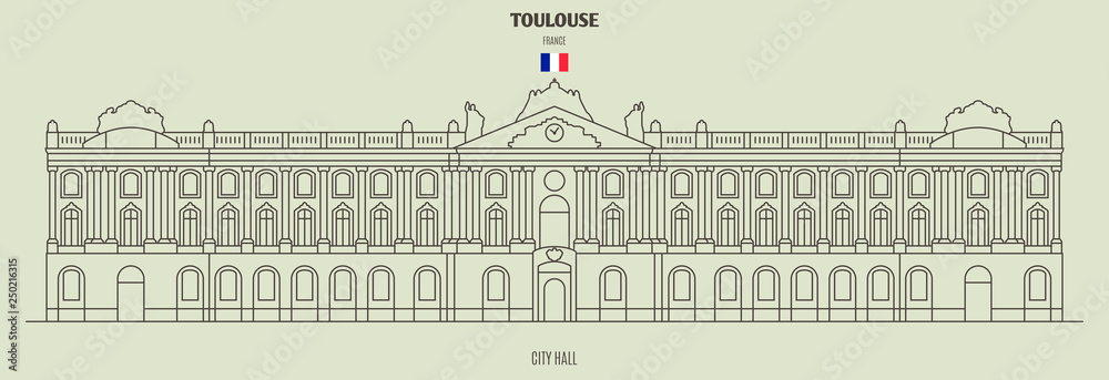 City Hall in Toulouse, France. Landmark icon