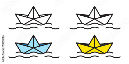 boat vector icon origami logo paper sailboat yacht Nautical maritime float ocean illustration doodle
