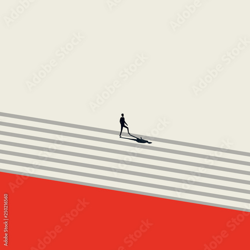 Business career development vector concept in minimalist artistic style. Symbol of growth, success, corporate ladder.