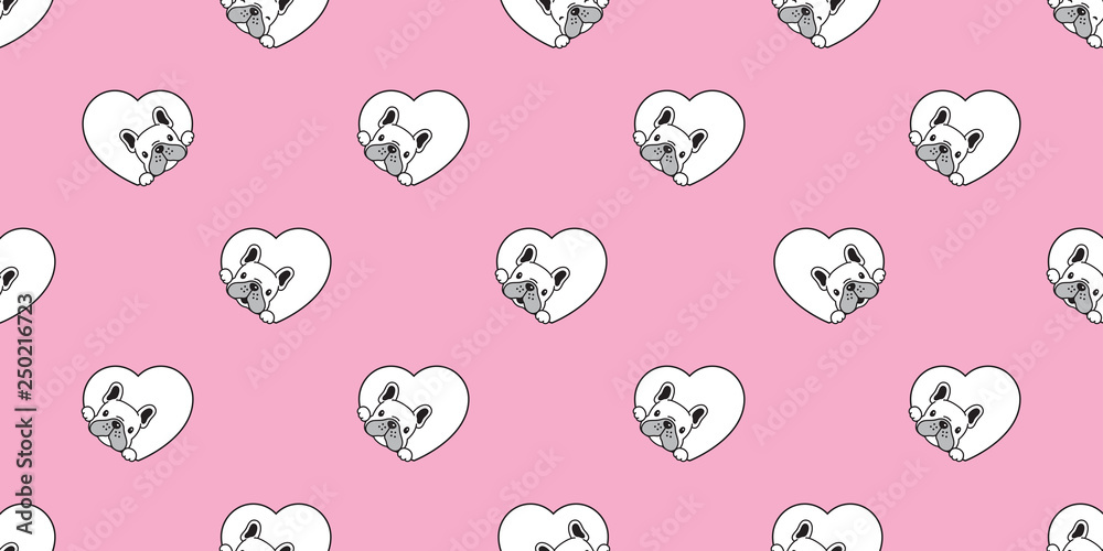 Dog seamless pattern french bulldog vector heart valentine scarf isolated repeat wallpaper tile background cartoon illustration pink Dog seamless pattern french bulldog vector heart valentine scarf isolated repeat wallpaper tile background cartoon illustration pink
