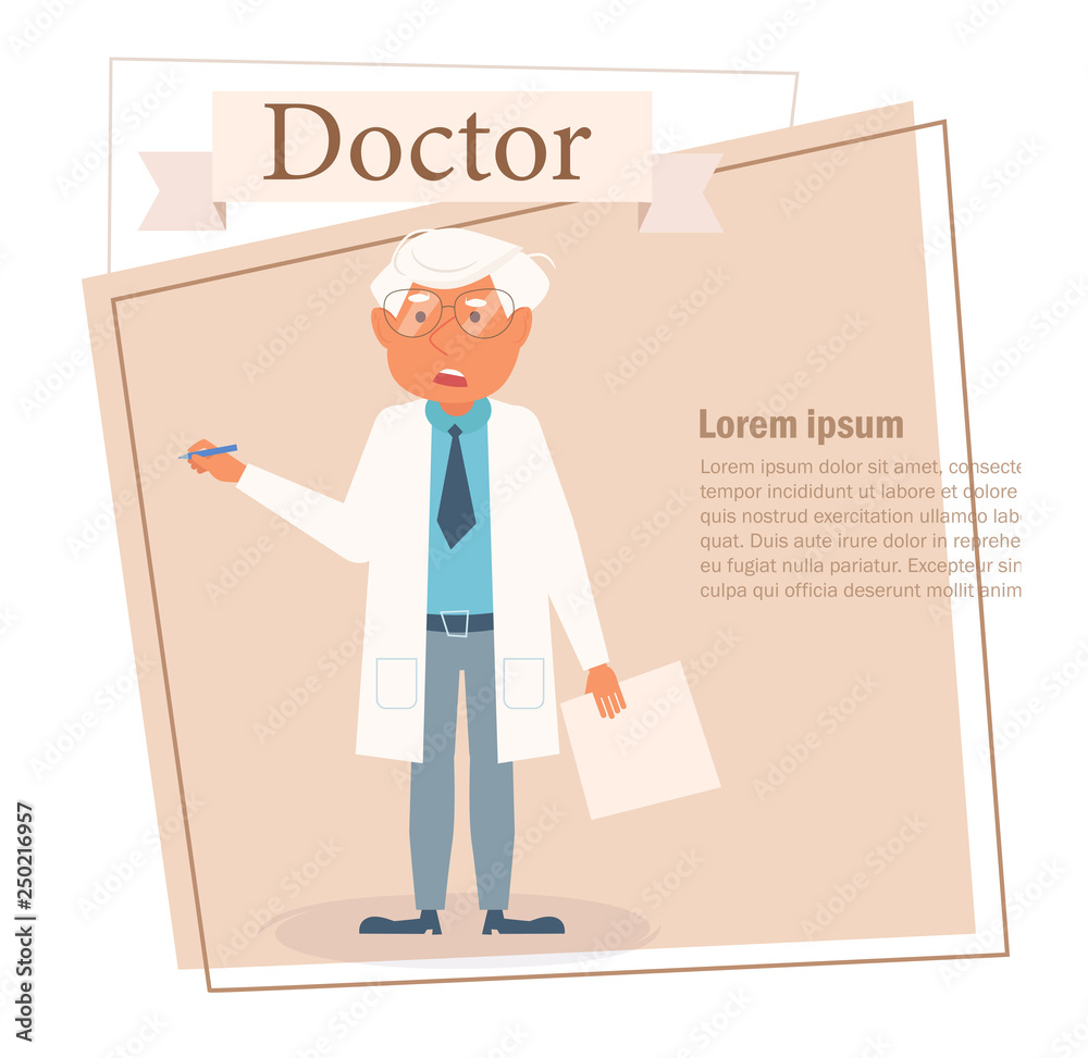 Doctor Vector. Cartoon. Isolated art on white background. Flat