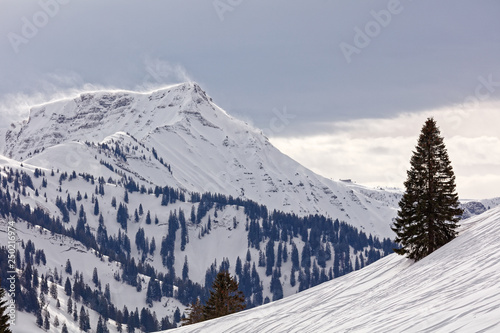 Stormy Hoher Freschen massif from Hinterbergalpe photo