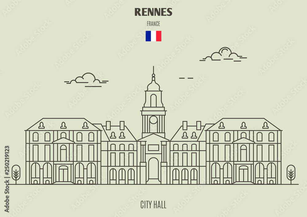 City Hall in Rennes, France. Landmark icon