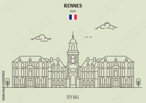 City Hall in Rennes, France. Landmark icon