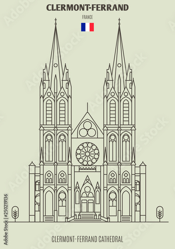 Clermont-Ferrand Cathedral, France. Landmark icon