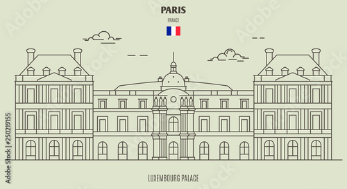 Luxembourg Palace in Paris, France. Landmark icon