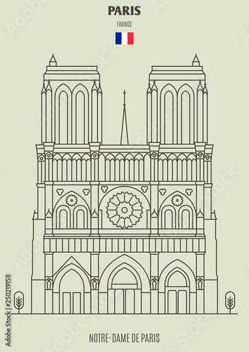 Notre-Dame de Paris, France. Landmark icon