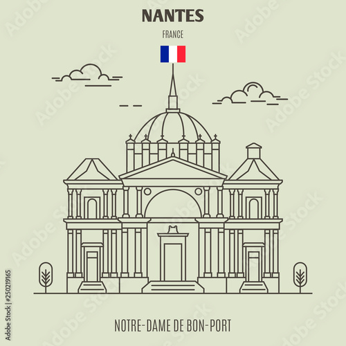 Notre-Dame de Bon-Port in Nantes, France. Landmark icon