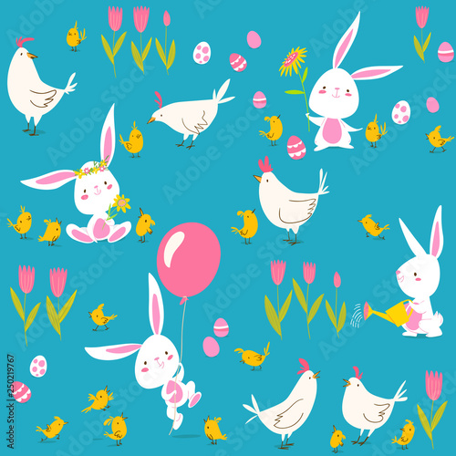 Vector seamless pattern for easter and spring