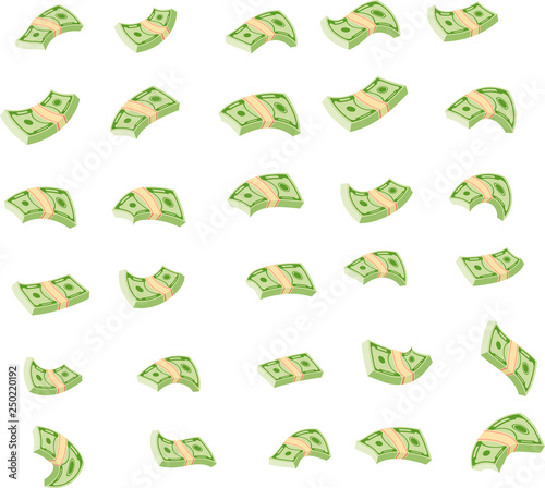 Flying wad of money. Flat vector cartoon money illustration.