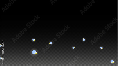 Vector Realistic Blue Petals Falling on Transparent Background.  Spring Romantic Flowers Illustration. Flying Petals. Sakura Spa Design. Blossom Confetti.