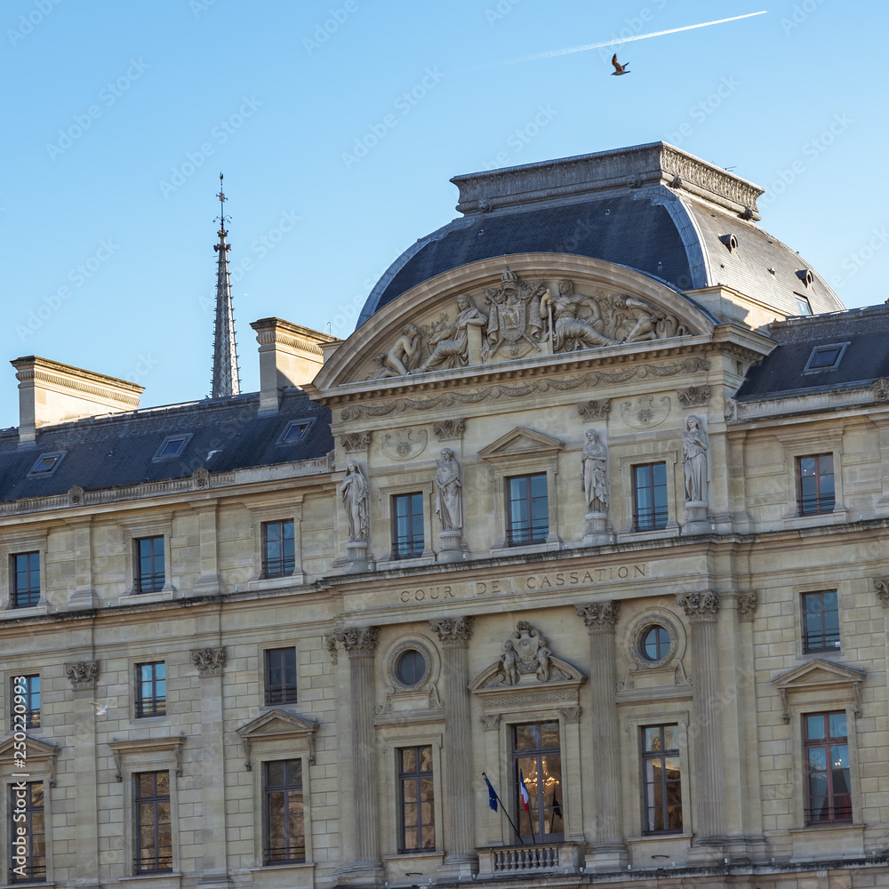 Official building of Cour de Cassation (Court of Cassation) in Paris - France