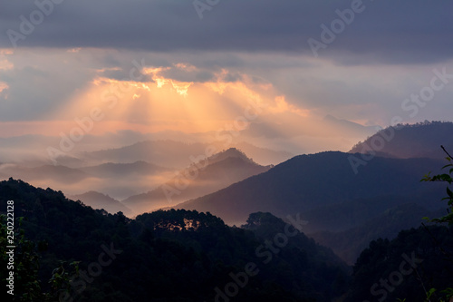 Sun ray's in the evening or morning at famous mountain in Thailand