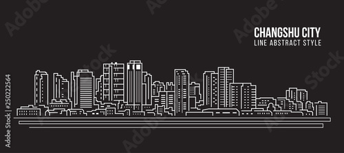 Cityscape Building Line art Vector Illustration design -  Changshu city photo