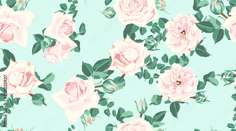 Wedding Invitation, Roses Seamless Pattern. Wedding Invitation, Roses Seamless Pattern.