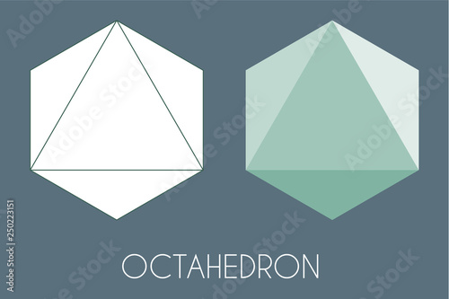 Octahedron Platonic solid. Sacred geometry vector illustration photo