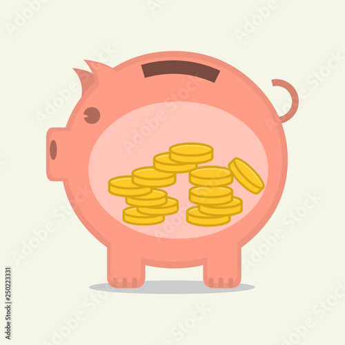 save money inside piggy bank vector illustration