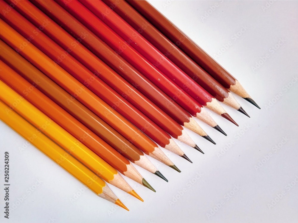 Color pencils on white background close up Color pencils on white background close up
