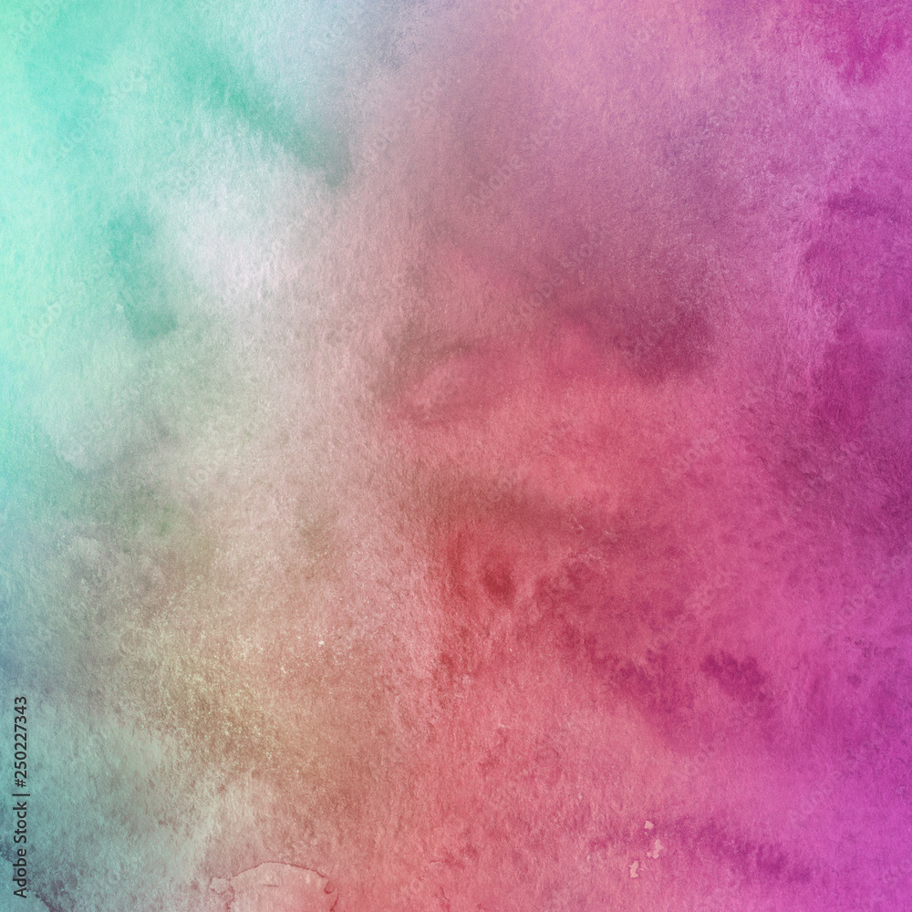 Fototapeta premium Colorful bright ink and watercolor texture on white paper background. Paint leaks and ombre effects. Hand painted abstract image.