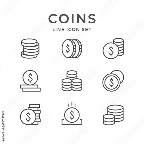 Set line icons of coins