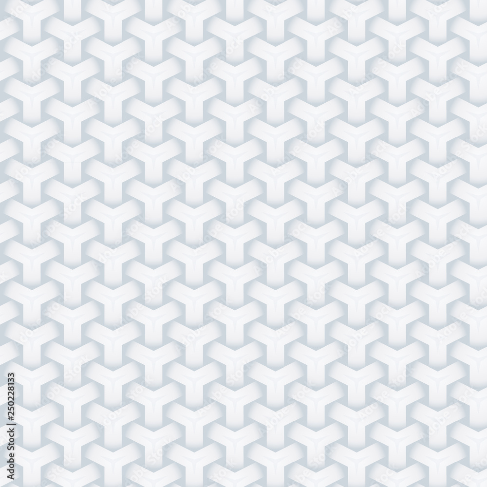 Abstract seamless geometric background white pattern texture 3d paper art design vector illustration