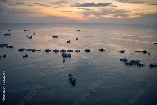 Top view of the sea in which the boats swim fishermen © smirs