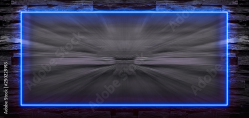 Blue neon light frame on st...