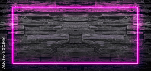 Pink neon light frame on st...